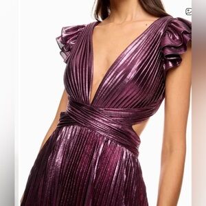Ieena for McDougal Pink Metallic Ruffled Dress